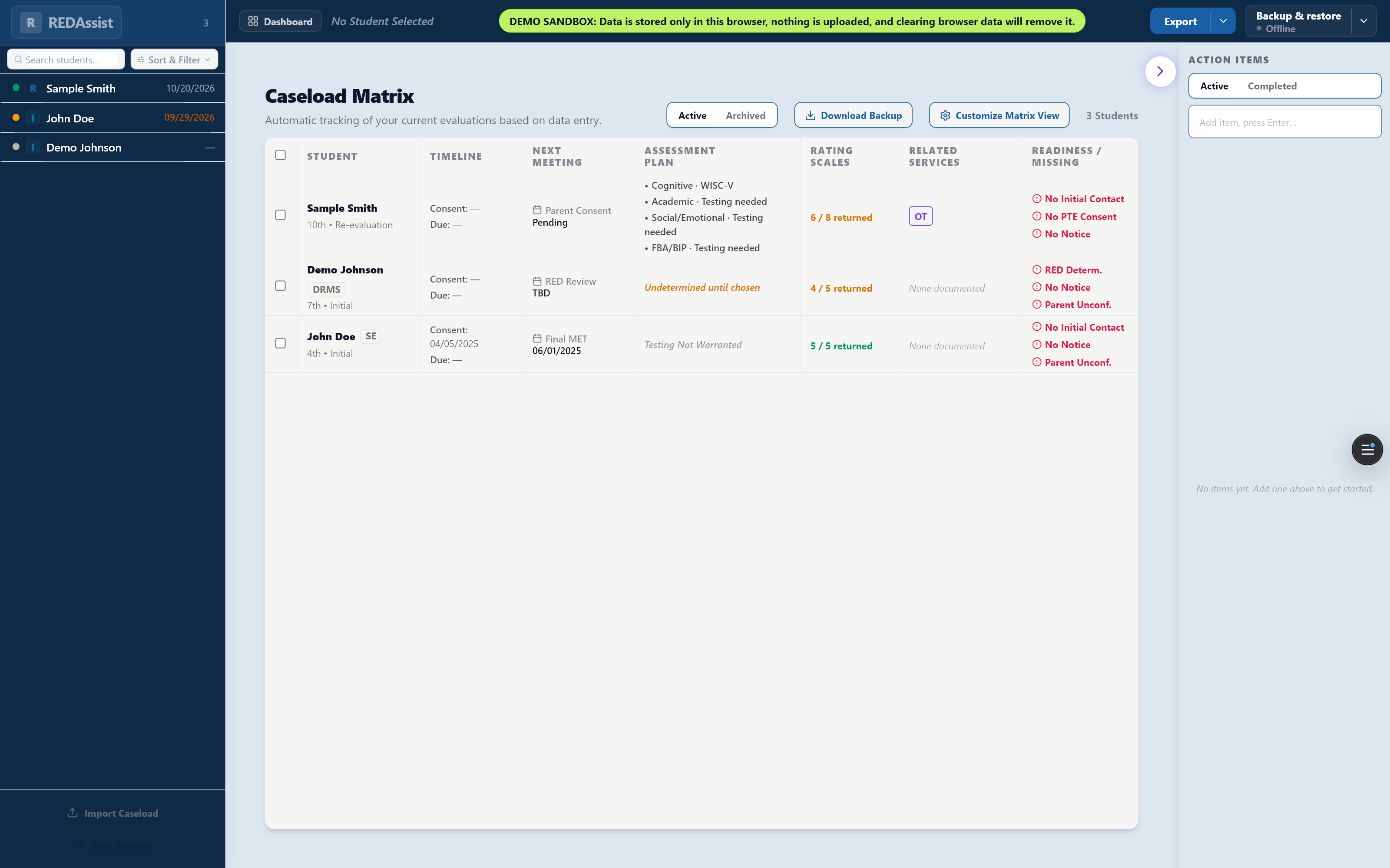 REDAssist interface screenshot